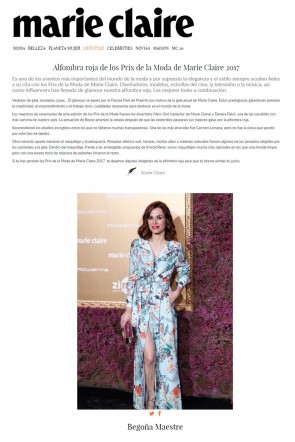 actriz begona maestre con vestido estampado juno en prix marie claire 2017