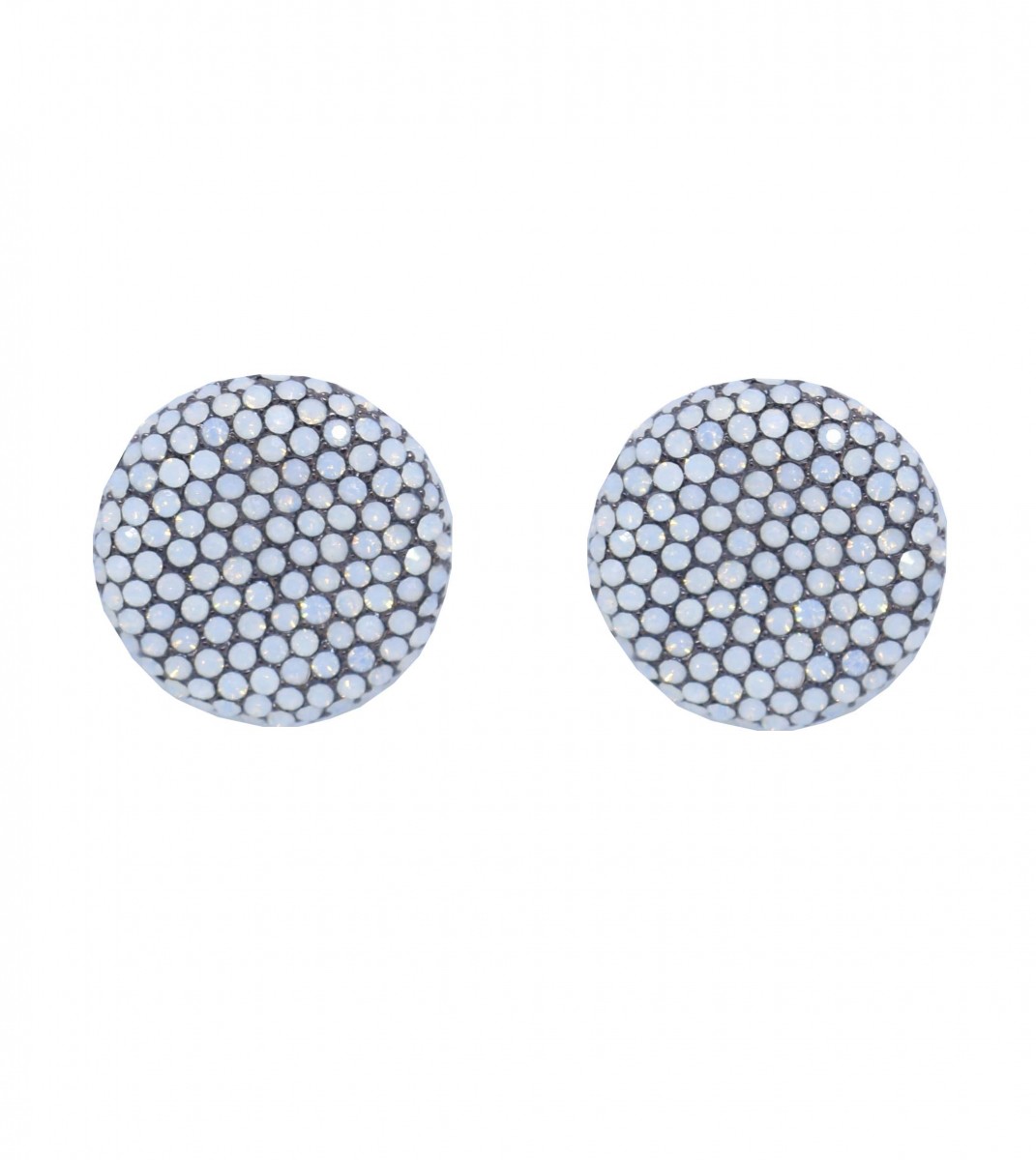 Pendientes de fiesta redondos forma boton con brillantes sobre base oro para invitadas a boda, bautizo, comunion, graduacion, shoponline, apparentia