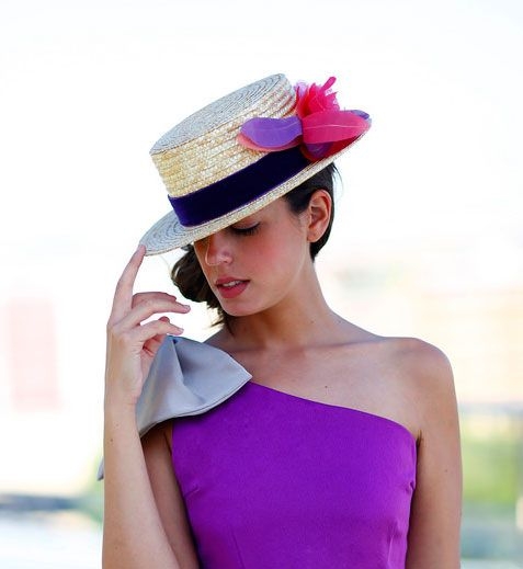 canotier de flores rosas y moradas online