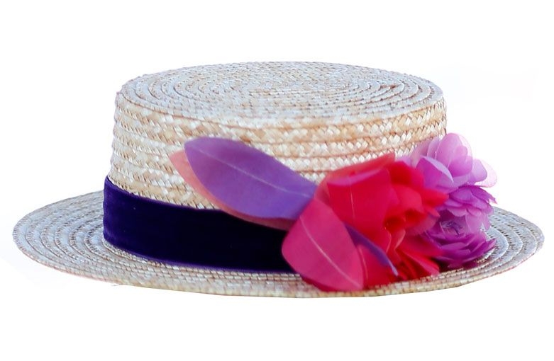 canotier de flores rosasy moradas de taneke online