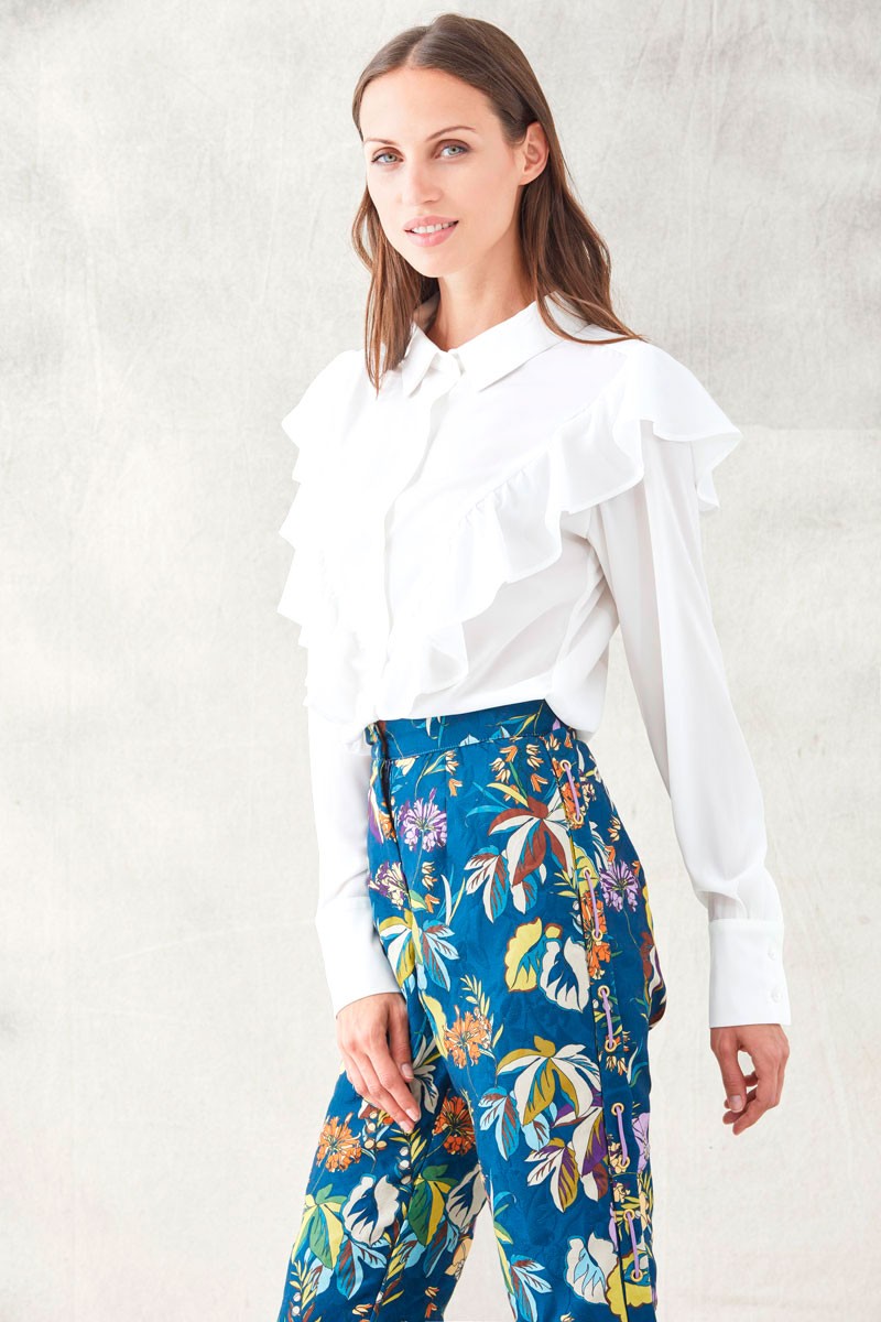 blusa blanca manga larga para eventos fiestas invitadas bodas shopping