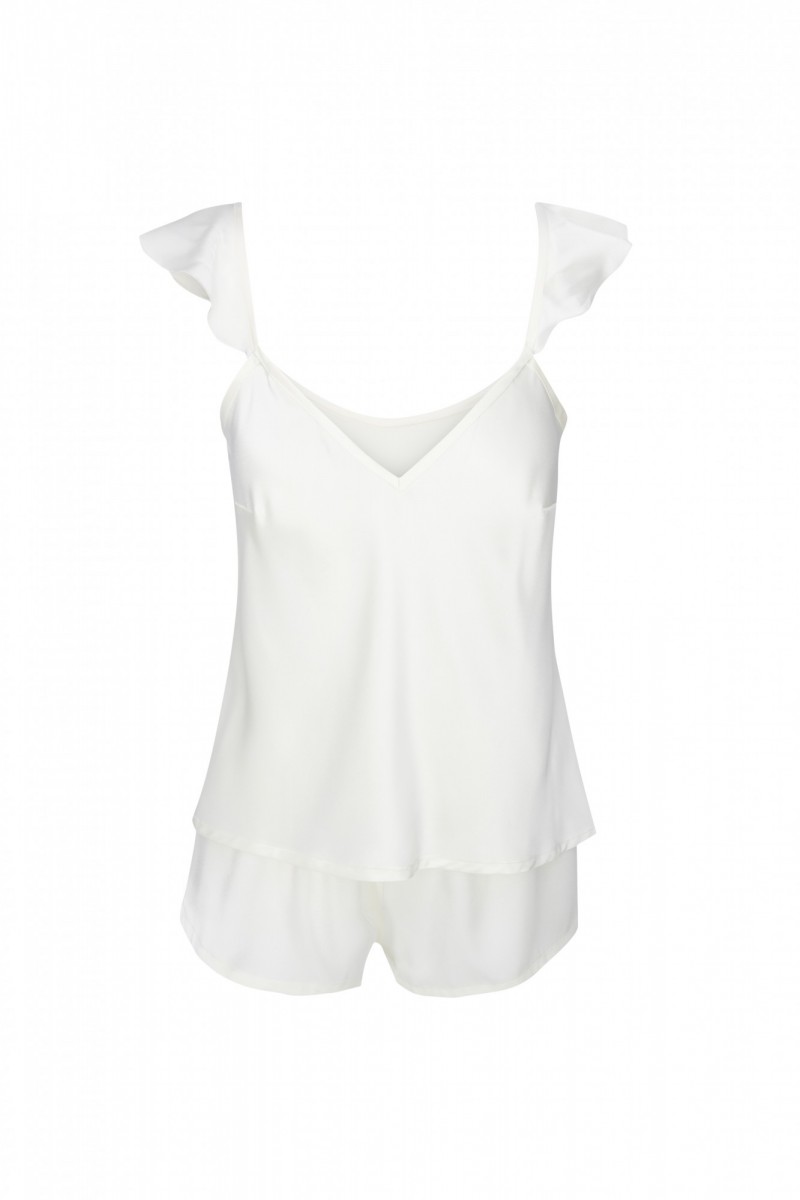 lenceria top y short conjunto lencero blanco con volante regalo para novias romantico noche de bodas detalle wedding comprar online