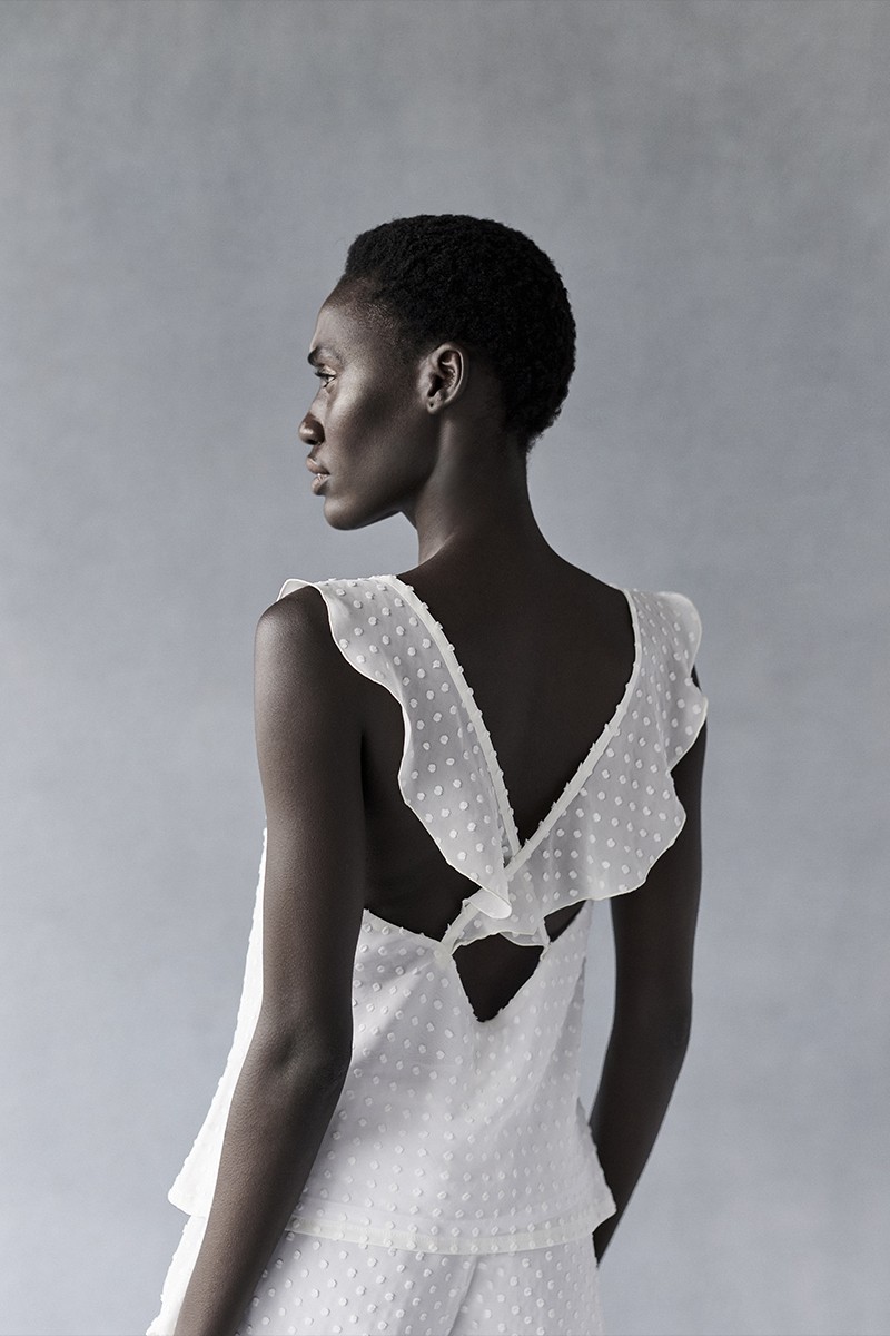 comprar pijama de plumetti de top con volantes cruzados y escote en pico y pantalon largo con goma