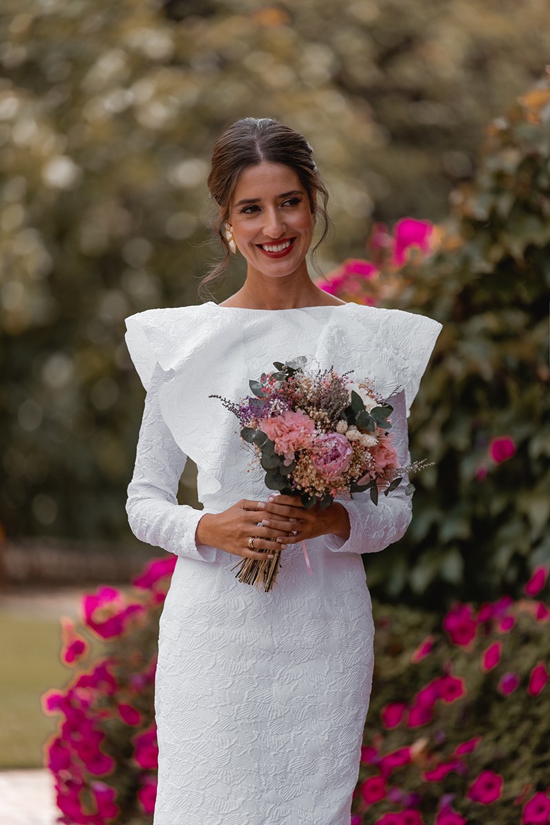 vestido brocado blanco para novia civil, mama de bautizo o comunion, boda intima