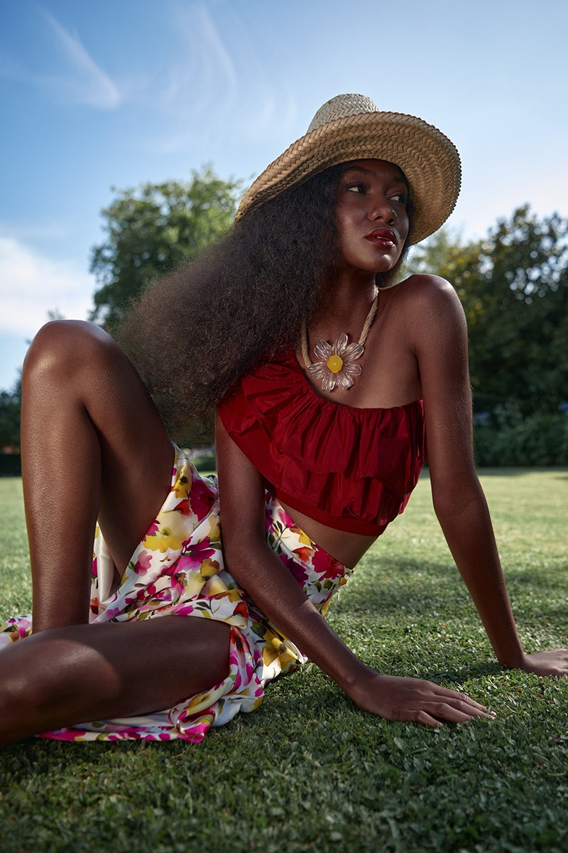 top corto asimetrico con doble volante en  tafeta grante para invitadas a bodas de verano, bautizo, comunion, fiesta, apparentia