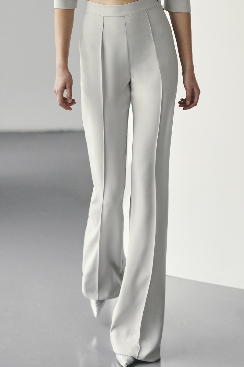 online conjunto de top joya y pantalon crepe gris plata para invitada a evento bautizo, comunion, apparentia