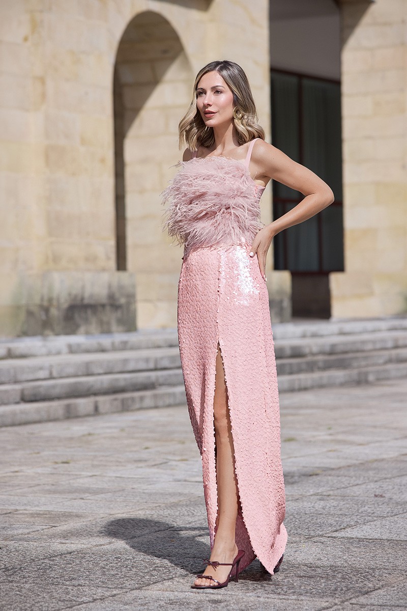 Top de pluma en crepe rosa ideal para invitadas boda de dia, o mama de bautizo o comunion, shoponline, apparentia, graduacion, confirmacion