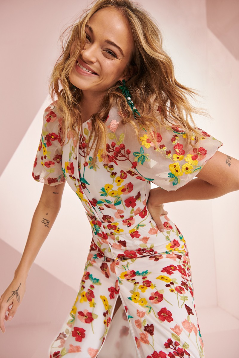 shop online vestido de fiesta con bordados de flores para invitada a boda, bautizo, comunion, fiesta, evento, espalda, spring collection, comprar, dress with flowers