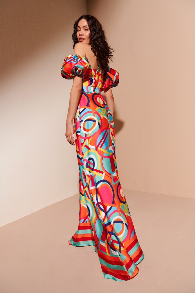 comprar online vestido largo estampado geometrico para invitada de boda fiesta comunion bautizo verano 2023