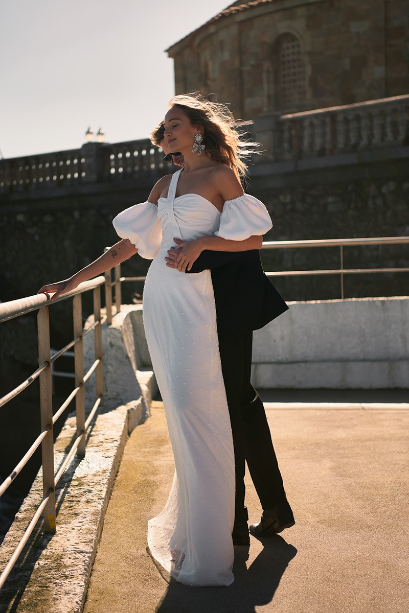 shop online vestido largo blanco para novia civil para novia civil, madre de bautizo o comunion de apparentia,