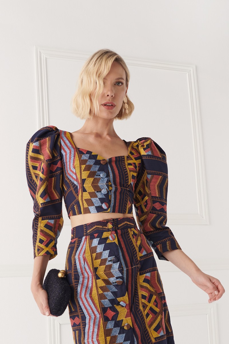 top manga jamon con botones forrados para invitada de boda, mama de comunion, mama de bautizo, fiesta, evento