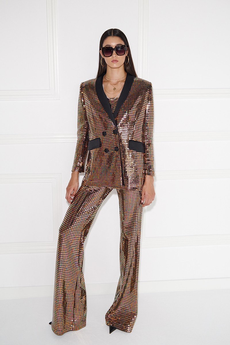 pantalon palazzo de lentejuelas de talle alto para invitadas boda fiesta online