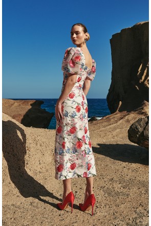 top de fiesta escote corazon en crepe blanco y tul con flores bordadas de colores, para invitada fiesta, boda, evento, mamá de comunion comprar online