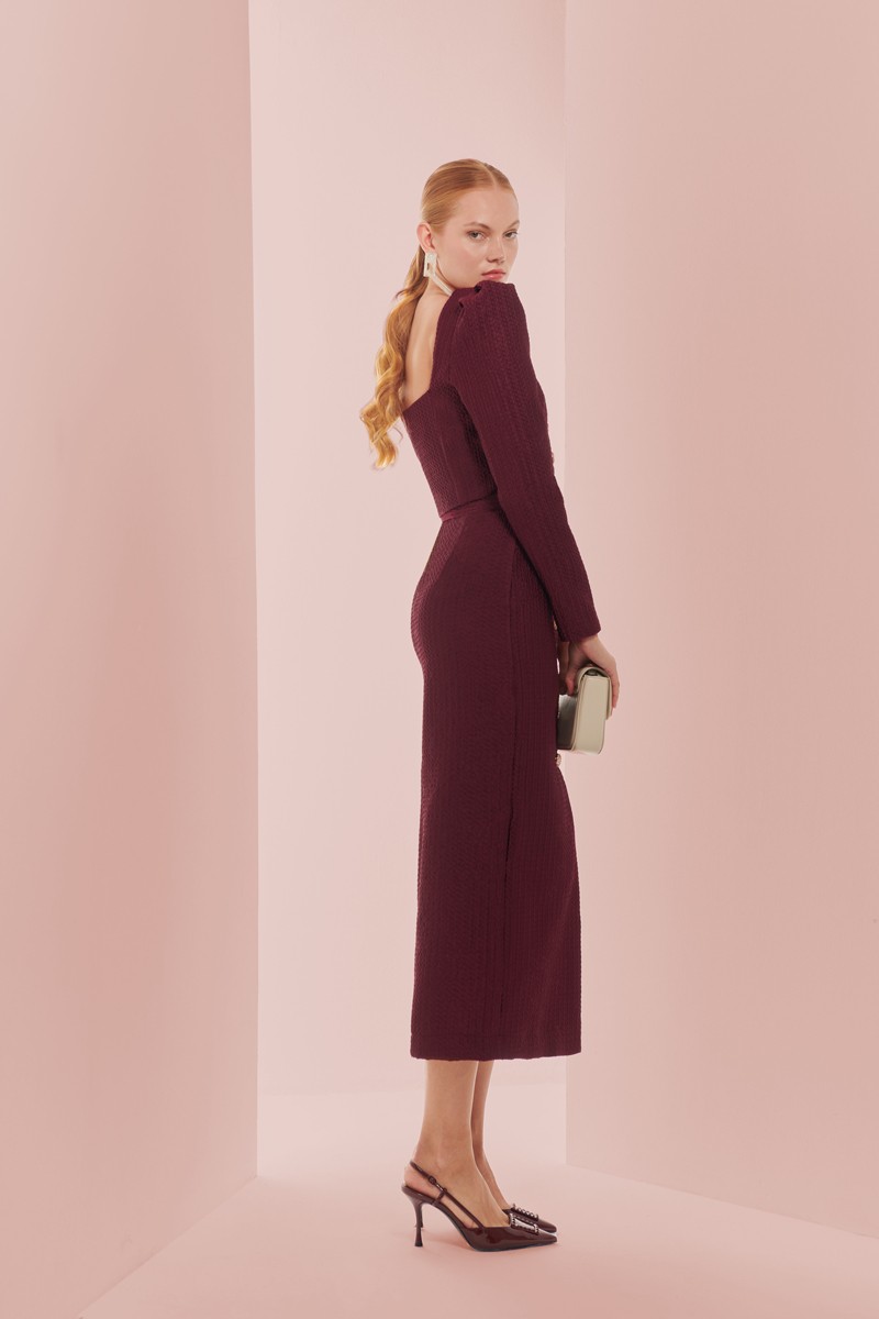 comprar falda midi joya brocada burdeos para invitada a boda, mama de comunion o bautizo, shoponline apparentia