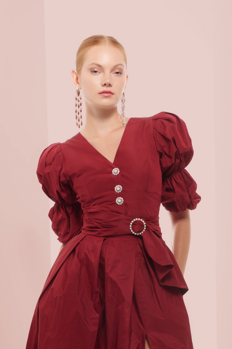 conjunto de  fiesta  tafeta burdeos para invitadas a bodas de invierno,madrina, hermana de la novia...