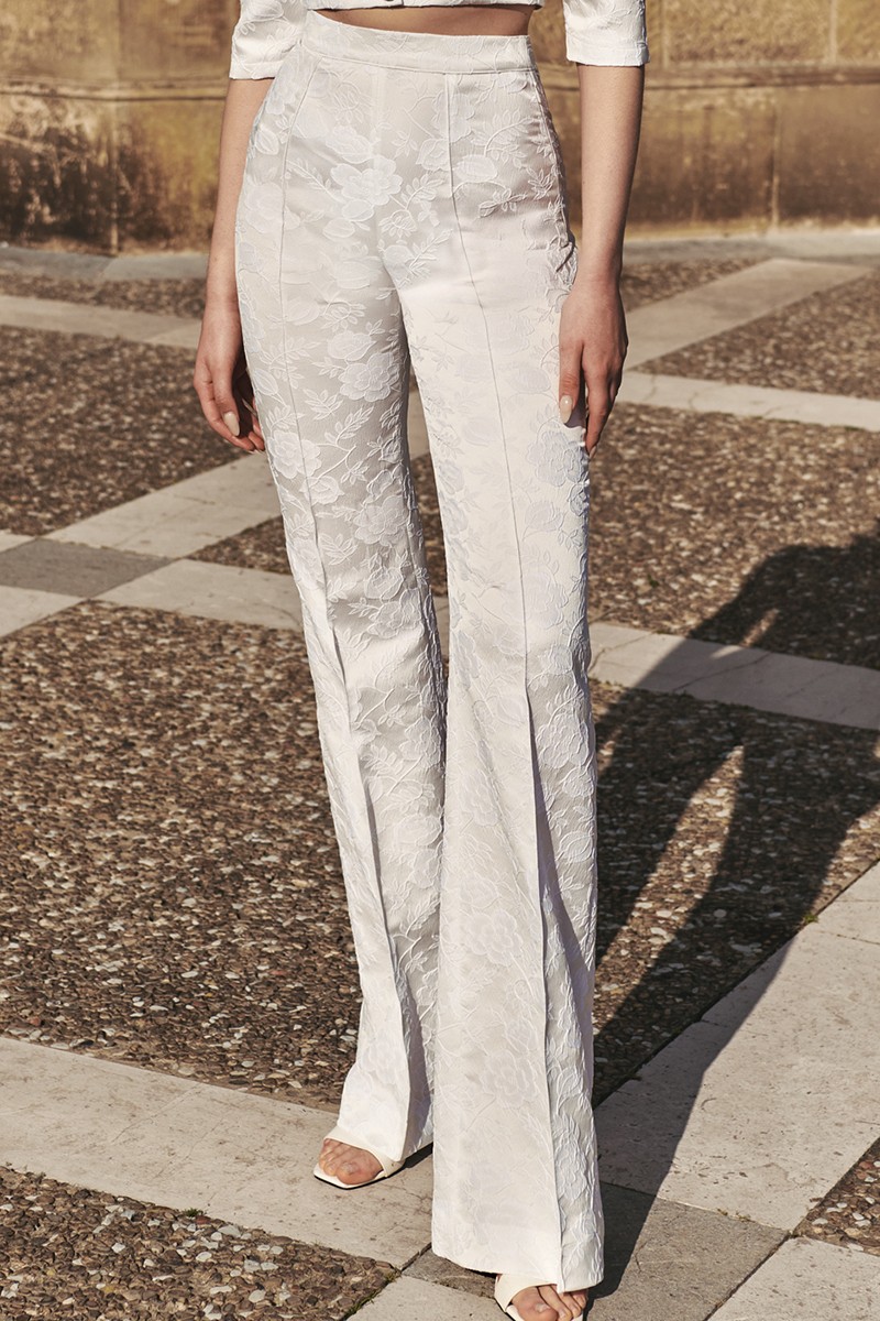 Pantalon palazzo blanco, para novia civil, boda, mama de comunion, bautizo, shop online, compra online