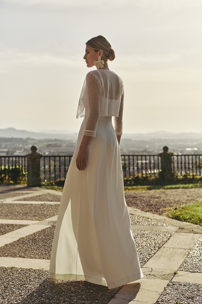 chaqueta corta joya de perlas para novia civil, mama de bautizo o comunion, segundo vestido de novia