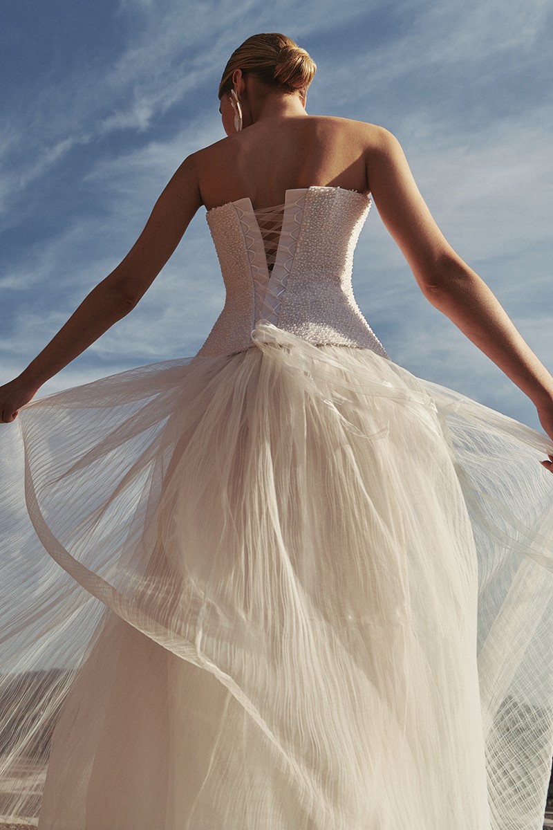 falda larga de tul plisado con volumen en blanco para novia, segundo vestido, gala, fiesta especial, online