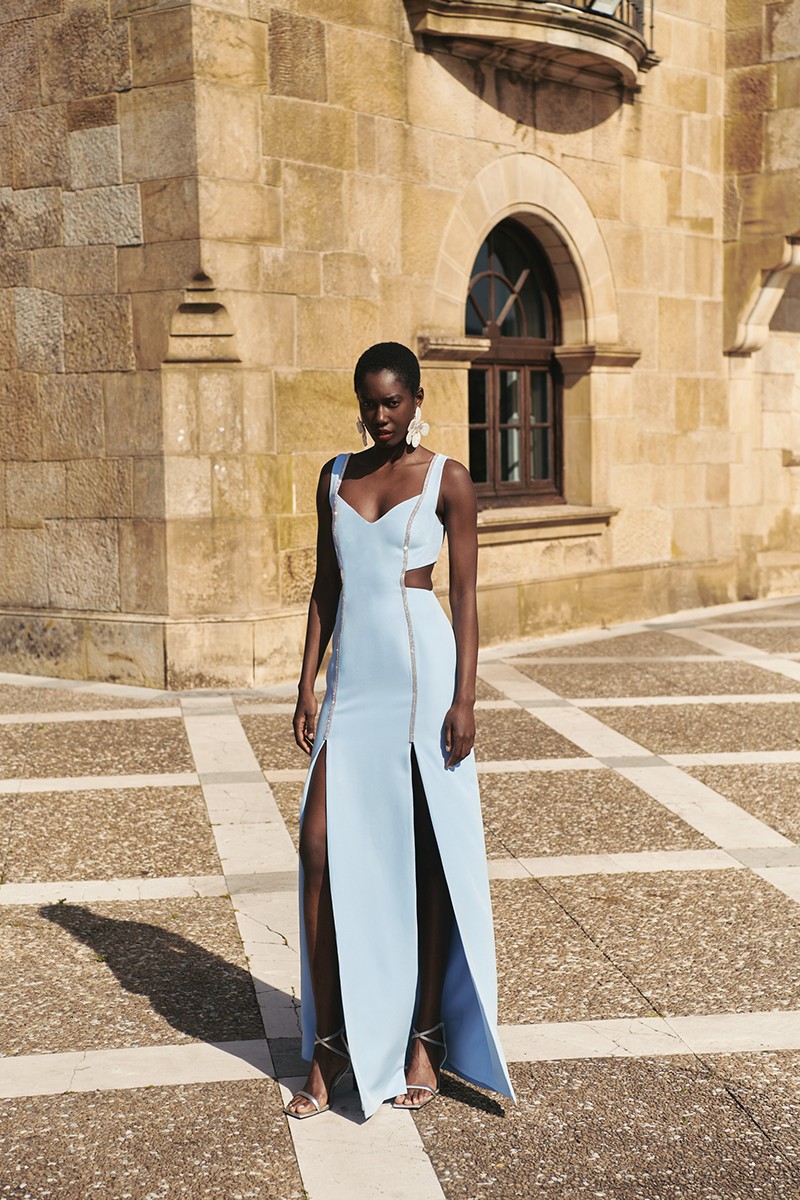 comprar online vestido largo azul claro con aberturas para boda, fiesta, gala, graduación online. 