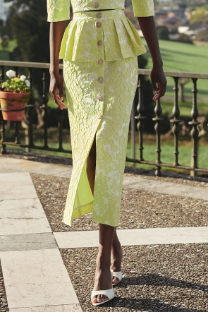 comprar Falda de fiesta en jacquard brocado lima con peplum para invitadas a boda de dia, bautizo, mamá de comunion, graduacion