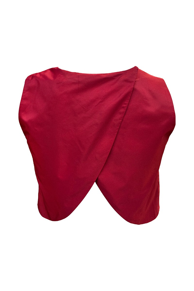 comprar online top tafeta granate espalda cruzada invitada boda