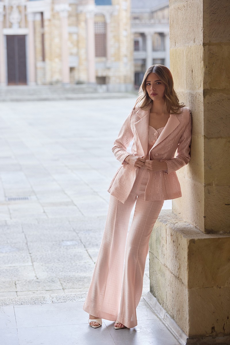 Pantalon tweed rosa, para invitada de boda, mama de comunion, bautizo, shop online, compra online